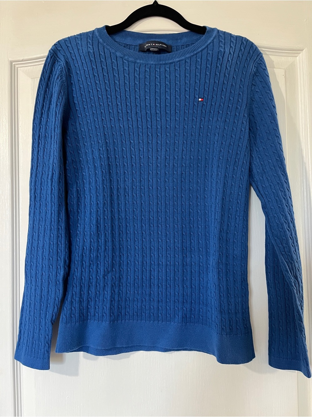 Tommy Hilfiger Women's Royal Blue Cable Crew Neck Sweater